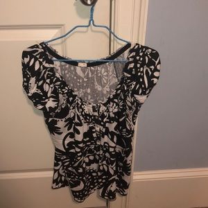 J Crew black and white floral top